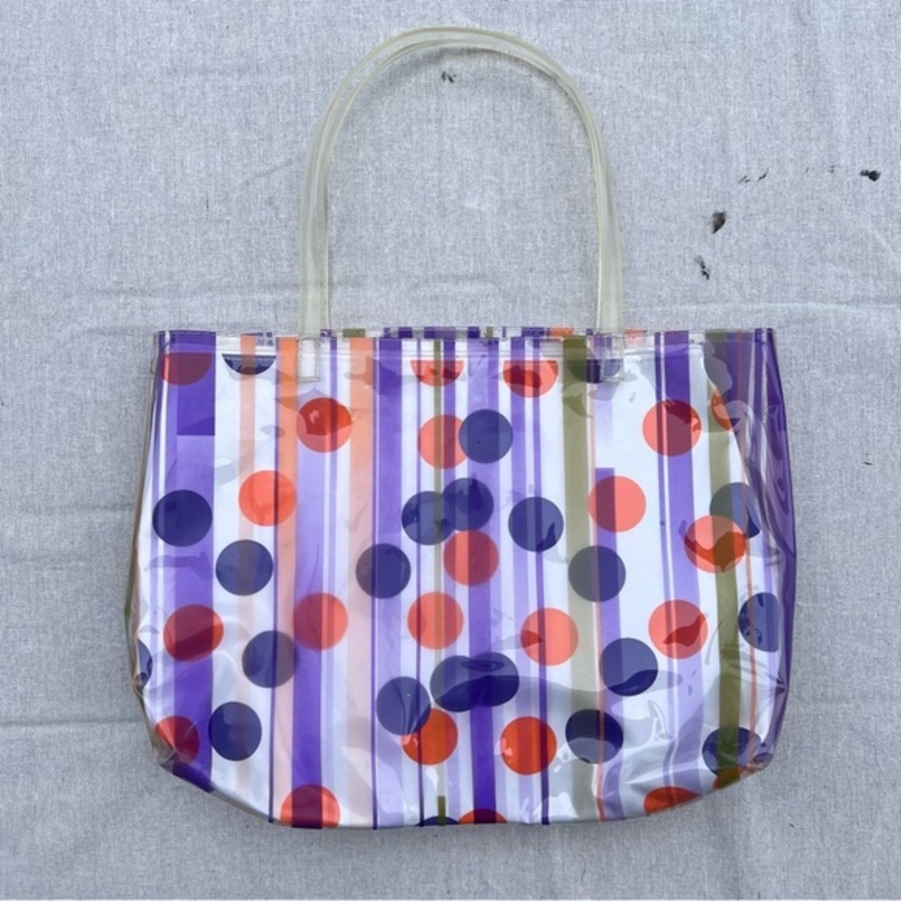 Y2K Nordstrom 70’s Style Polka Dot & Striped Multicolor Tote Bag
